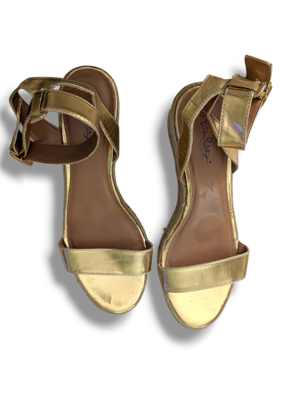 Lilly Pulitzer for Target Gold Espadrille Wedge Shoes Women's 10 - Picture 4 of 9